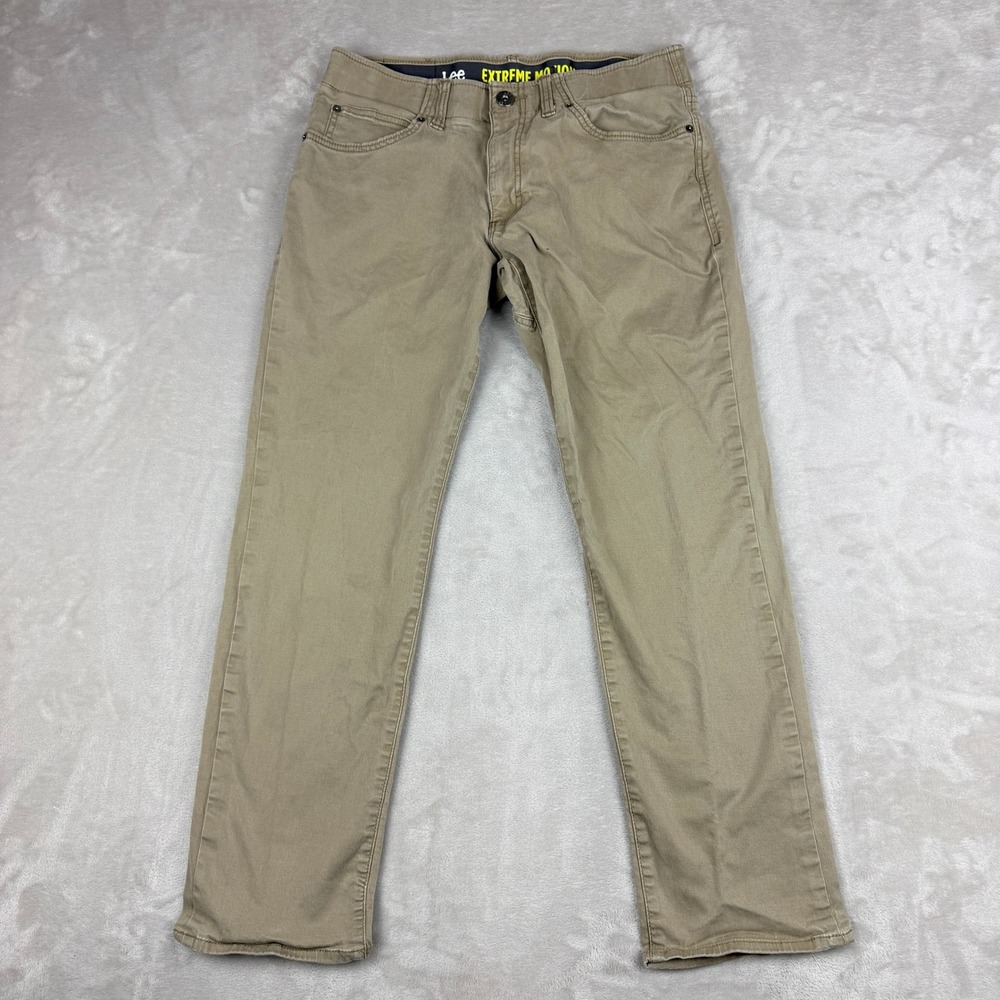 Lee Extreme Motion Pants Men 32x30 Khaki Straight Tapered Stretch (Fit 32x28.75)
